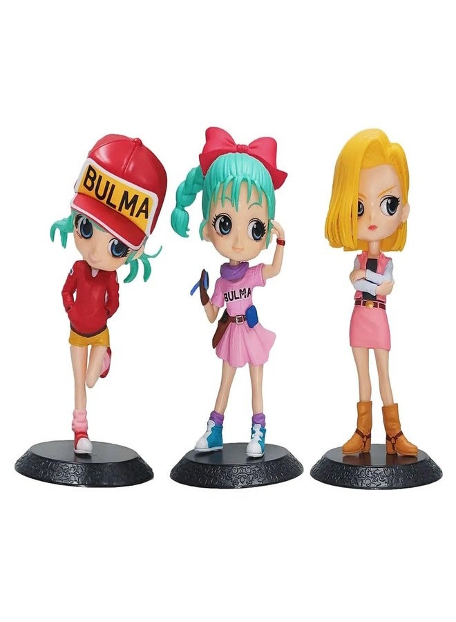 AUGEN Bulma Set of 3 Action Figure Limited Edition for Car Dashboard, Decoration, Cake, Office Desk & Study Table (13cm)(Pack of 3) - Image 1